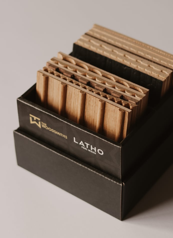 Latho veneer panels for wood benchtops