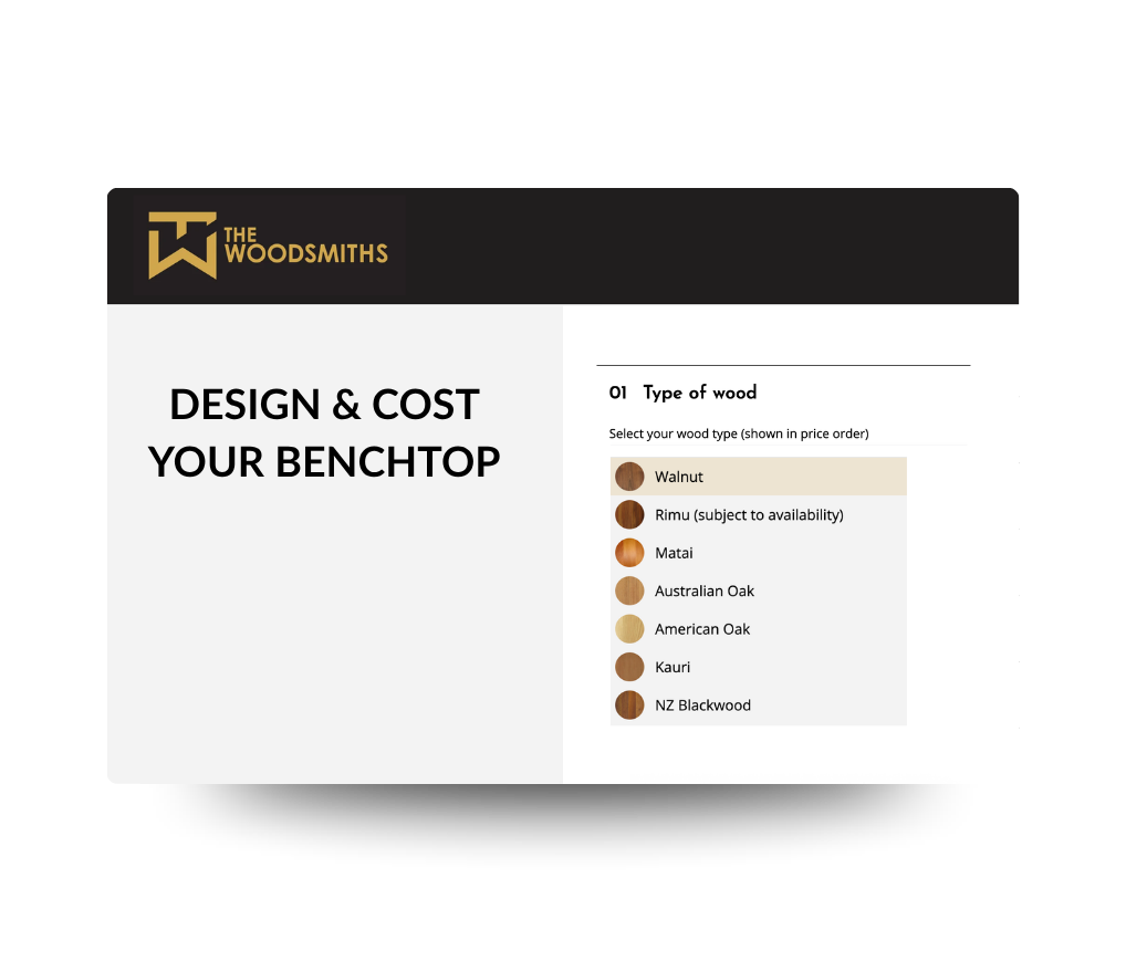 Design & cost your wood benchtop